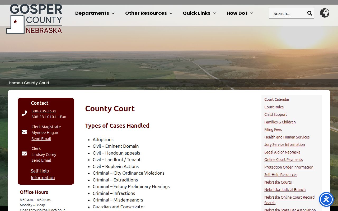 Elwood traffic court docket route through the Gosper County Court local page