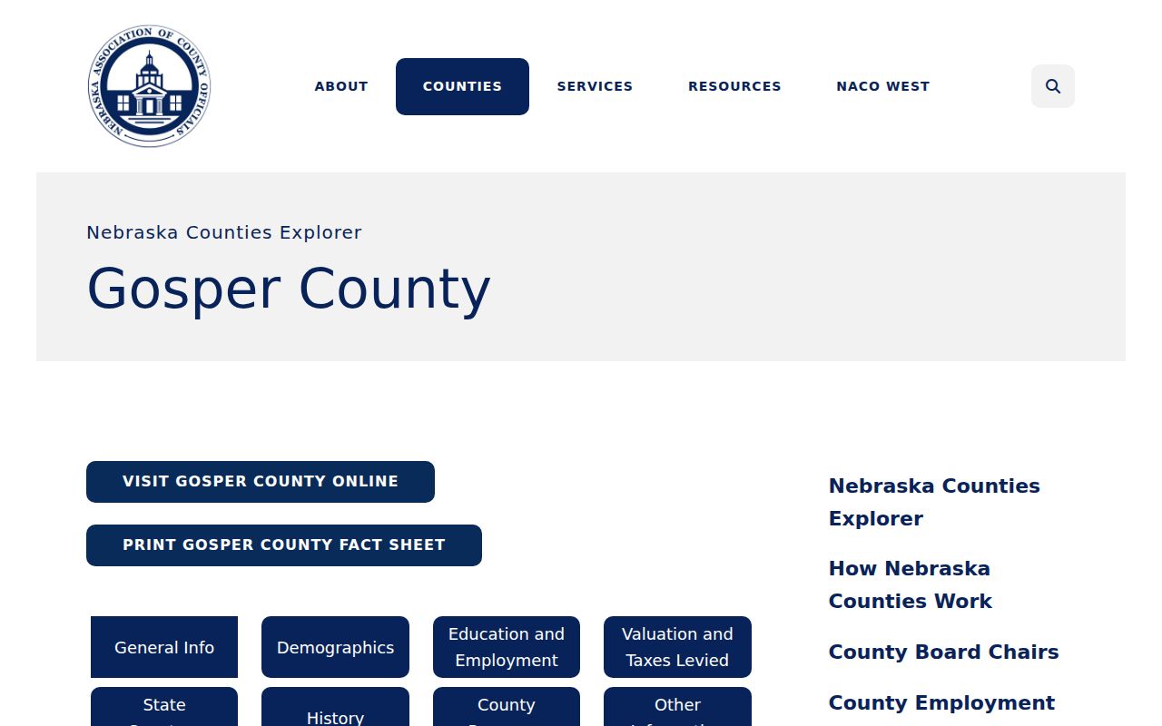 Gosper County court docket local population and county profile source