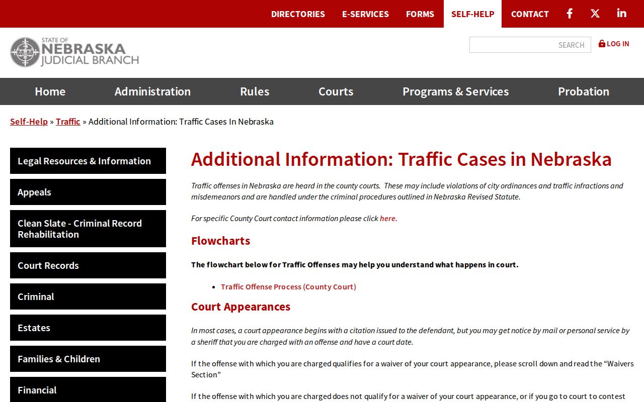 Gosper County traffic court records access through Nebraska traffic information